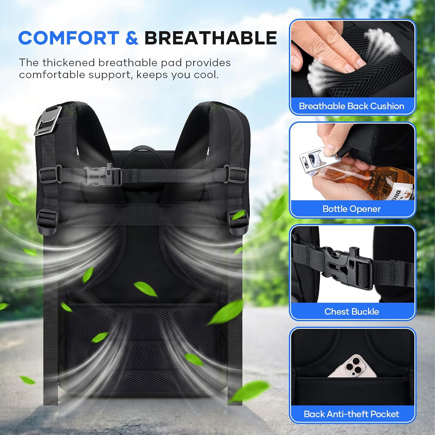 Camp Cooler Backpack, Black — view 5