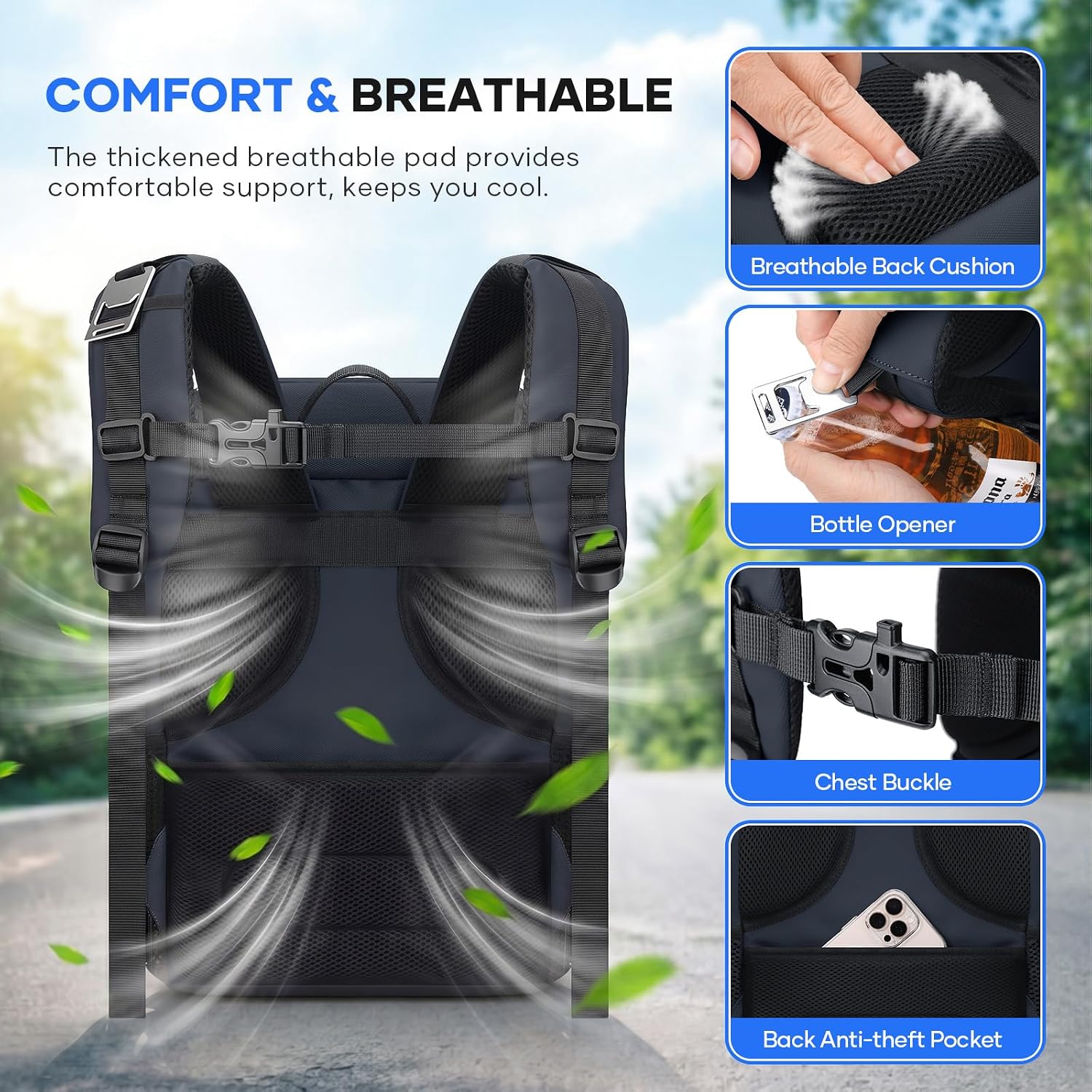 Camp Cooler Backpack, Blue — view 5