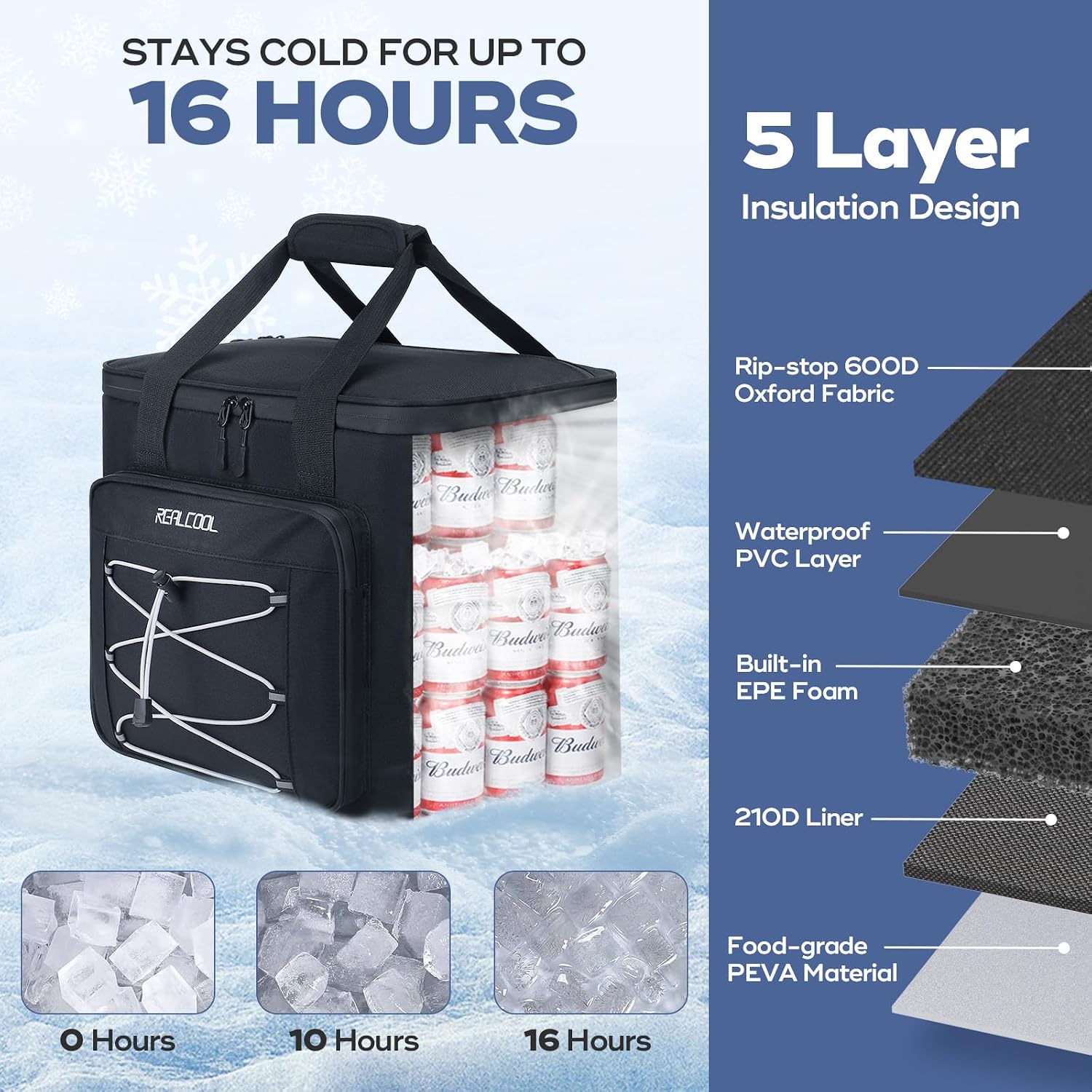 45-Can Fold-Flat Cooler, Black — view 2