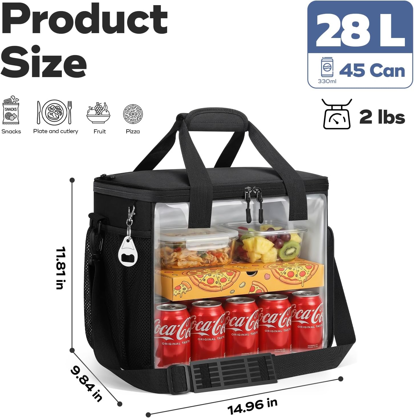 45-Can Fold-Flat Cooler, Black — view 3