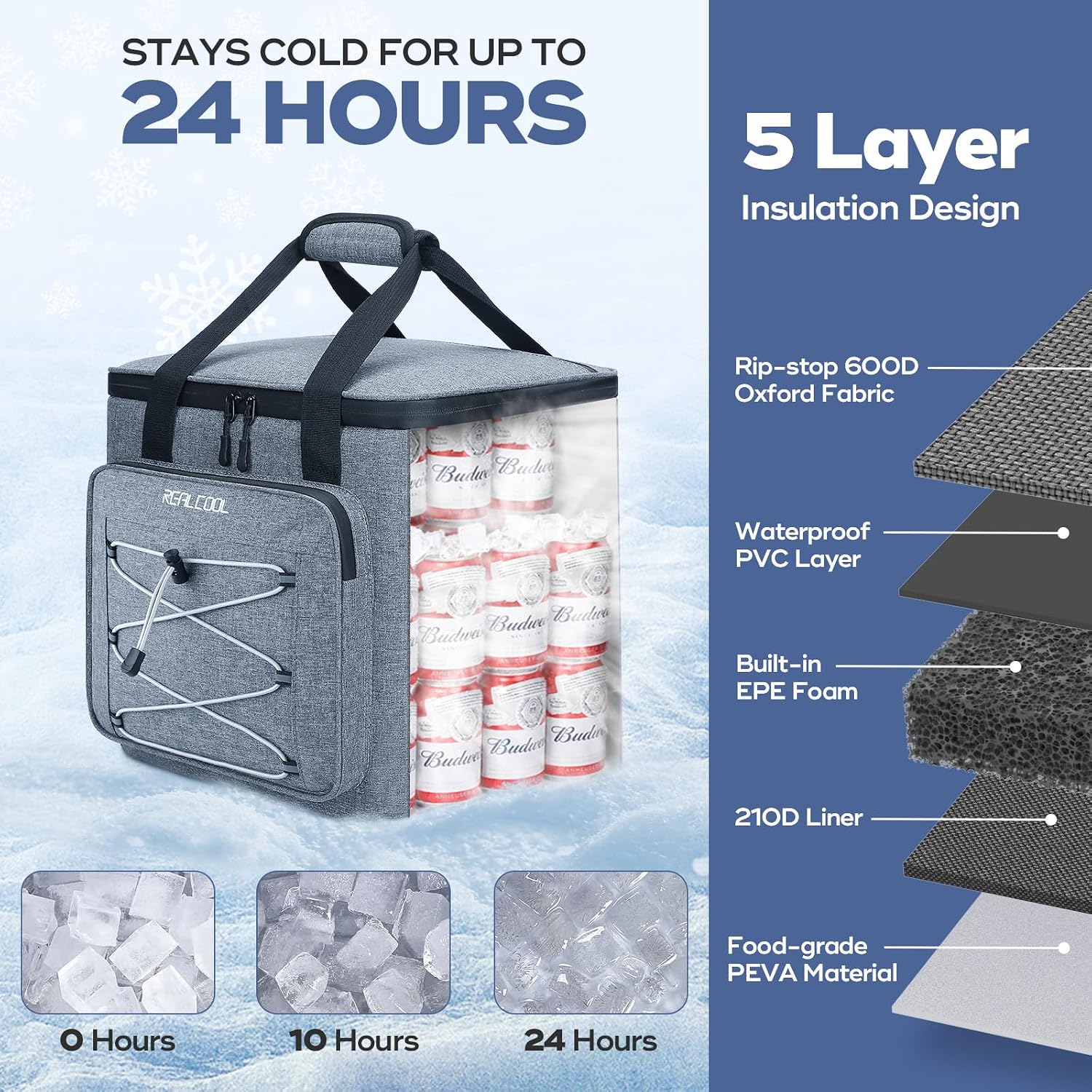 45-Can Fold-Flat Cooler, Storm Gray — view 2