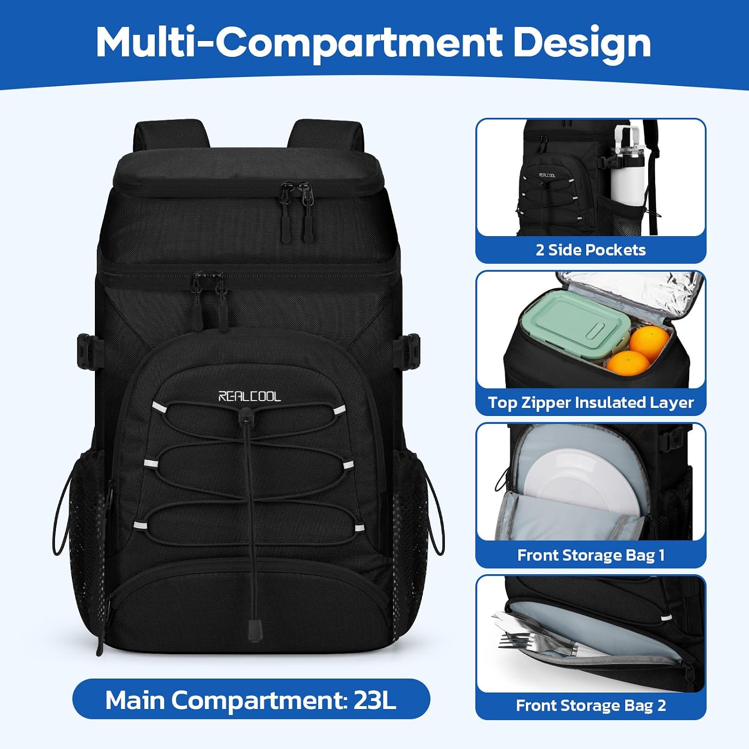 33-Can Cooler Backpack, Black — view 5