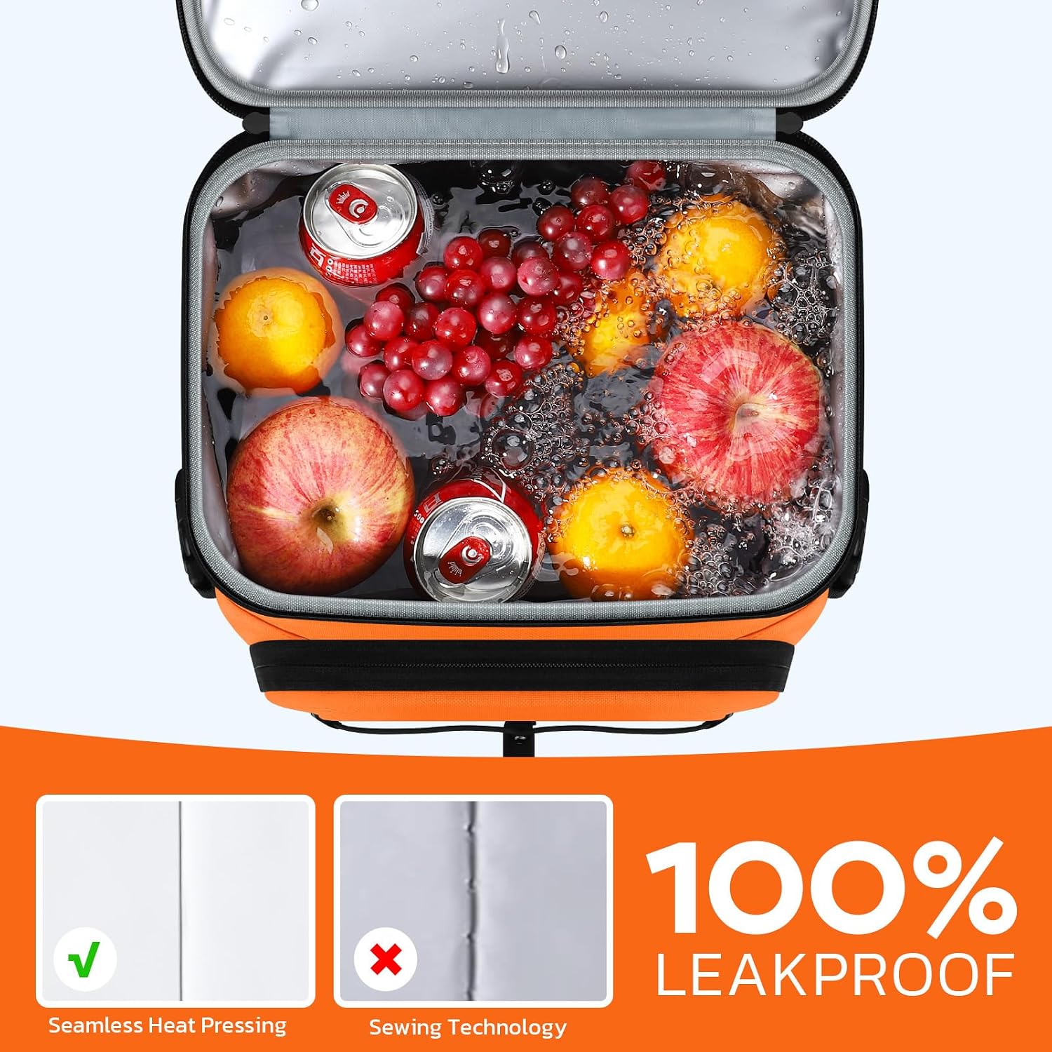 33-Can Cooler Backpack, Orange — view 3
