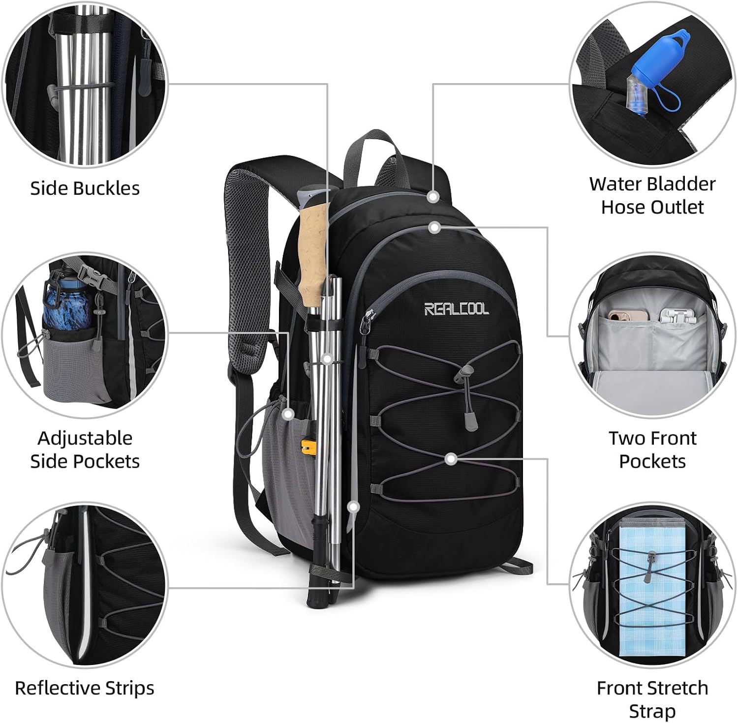 20L Trail Daypack, Black — view 3