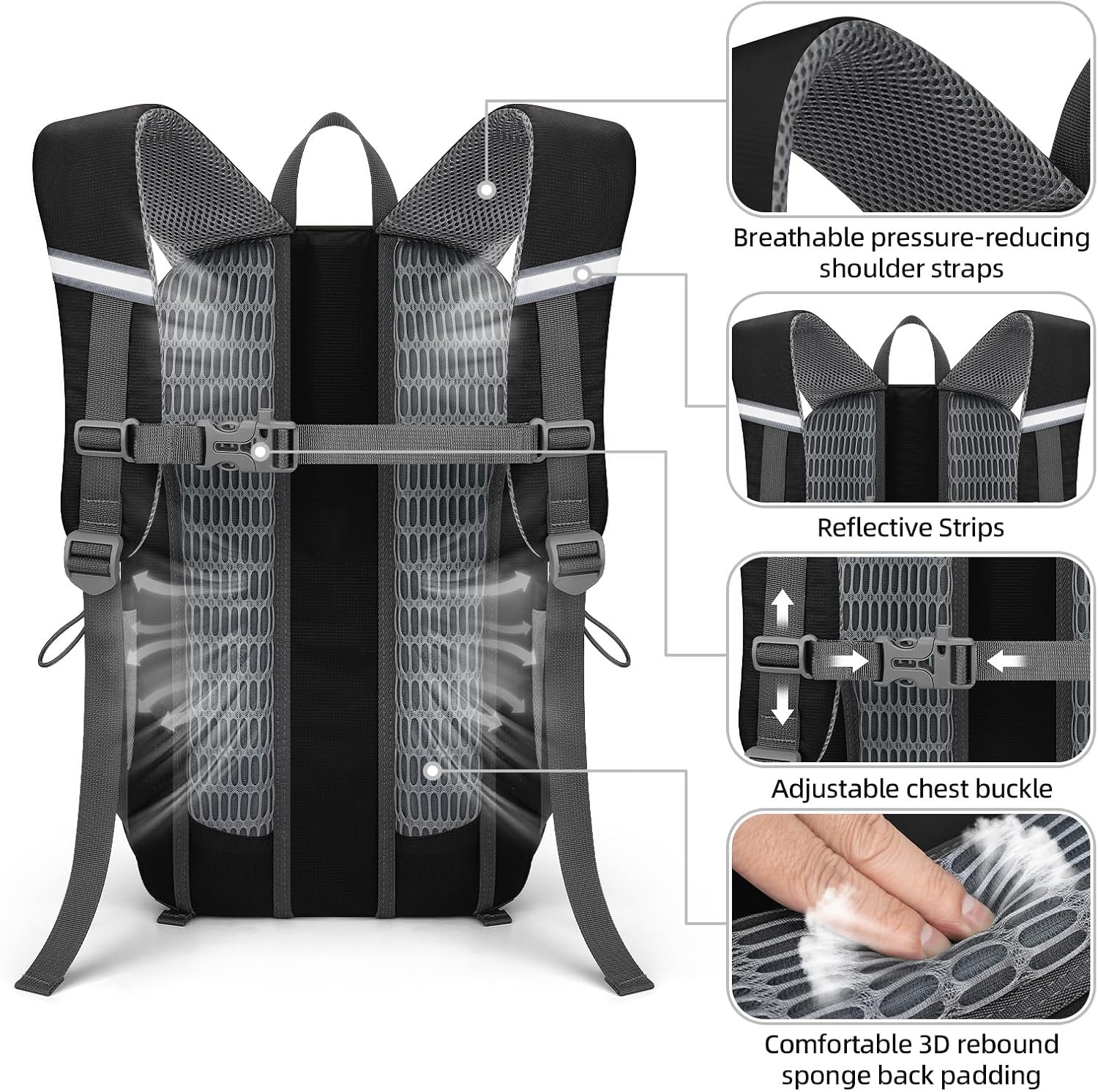 20L Trail Daypack, Black — view 4