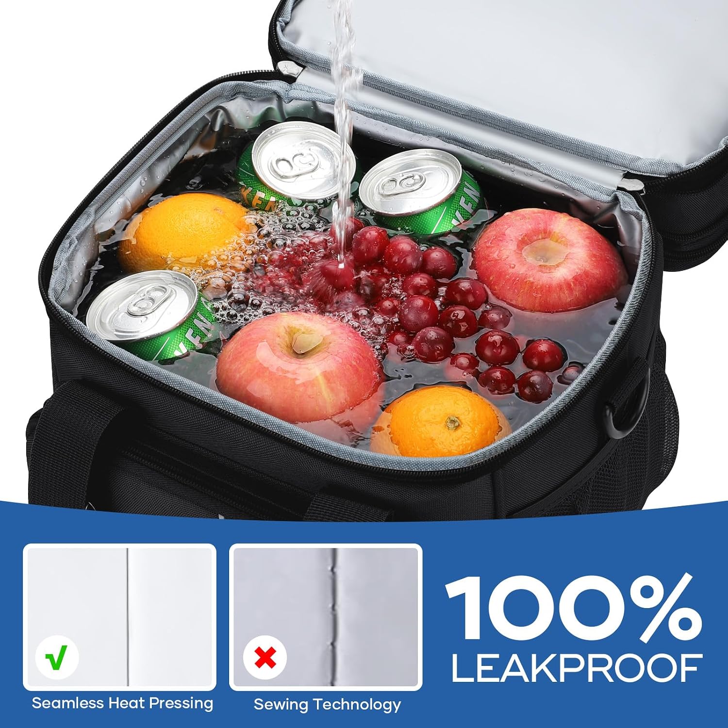 Double-Deck Lunch Bag, Black — view 6