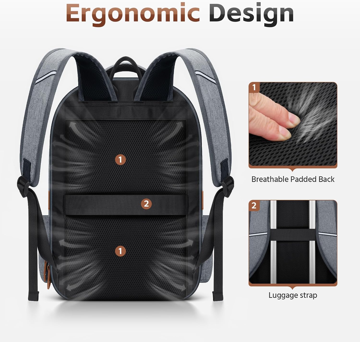 31L Laptop Backpack, Gray — view 6